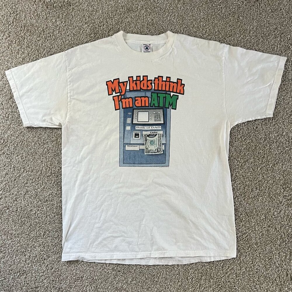 90s Dad My Kids Think I’m An ATM Funny Fathers Day Vintage T-Shirt Size XL